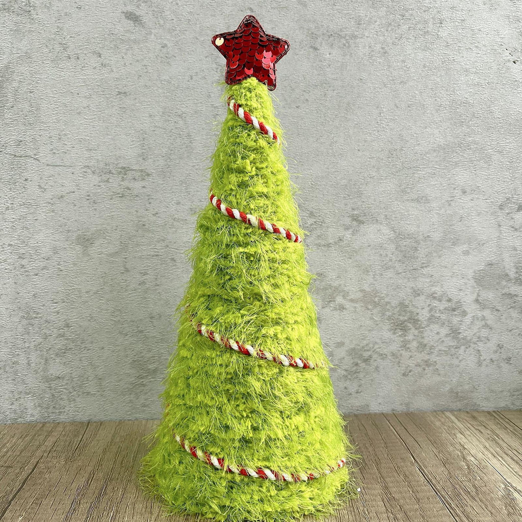 3 Pcs Lime Green Furry Christmas Tree Tabletop Yarn Christmas Decorations Mini Green Christmas Tree Centerpiece Artificial for Christmas Party Home Ornaments