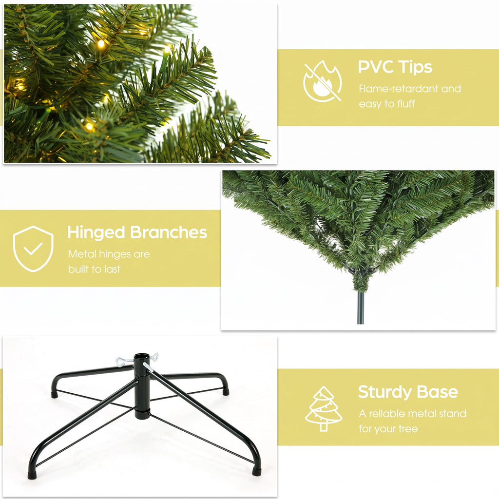 Legooin 6FT Pre lit 300 Multicolored LED Lights, Artificial Christmas Tree, Easy Assembly, 800 PVC Tips, Premium Hinged Green Spruce
