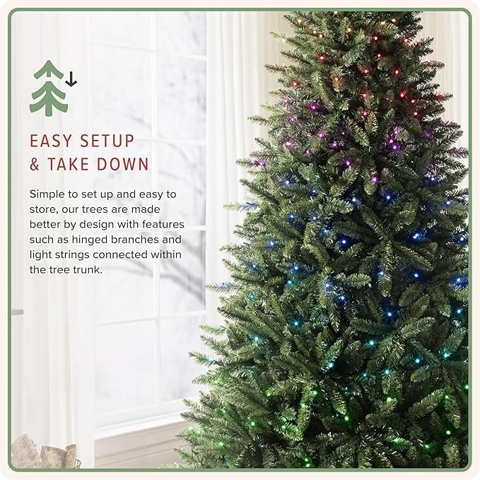 Treetopia Heritage Balsam Spruce - Artificial Indoor Christmas Tree, Hinged Branches, Holiday Decor, Twinkly LED, 6ft