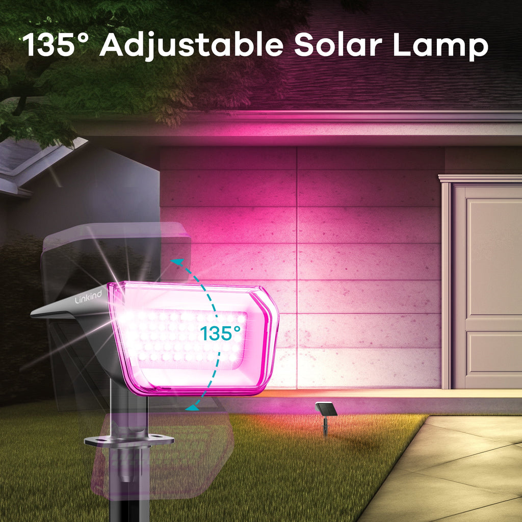 Linkind Halloween Solar Lights Outdoor, 50 LEDs IP67 Waterproof Solar Spotlights Outdoor, Color Changing Solar Landscape Lights for Patio, Garden, Pathway, Yard (6 Pack-Multicolor)