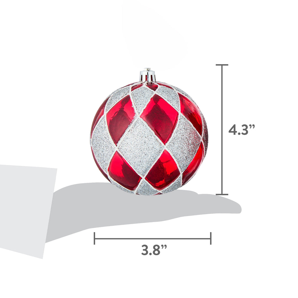 8-Count Red and Silver Ball Shatterproof Christmas Ornaments, 4.3", by Holiday Time