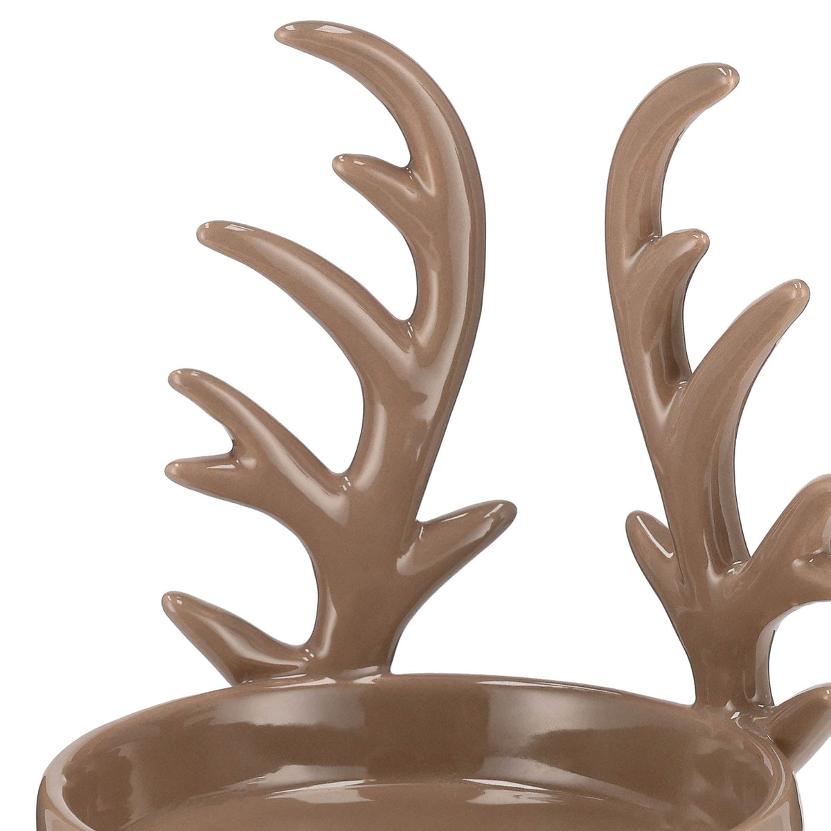 Large Brown Stoneware Antler Christmas Candle Holder, 5.3", by Holiday Time