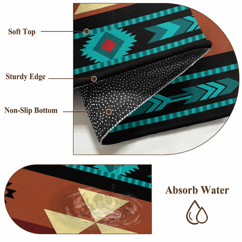 Large Area Rug 6'x9',Turquoise Red Non-slip Runner Carpet for Living Room/Bedroom,Southwest American Abstract Pattern Outdoor Indoor Rectangle Area Rugs Floor Mat for Kitchen/Dining Room