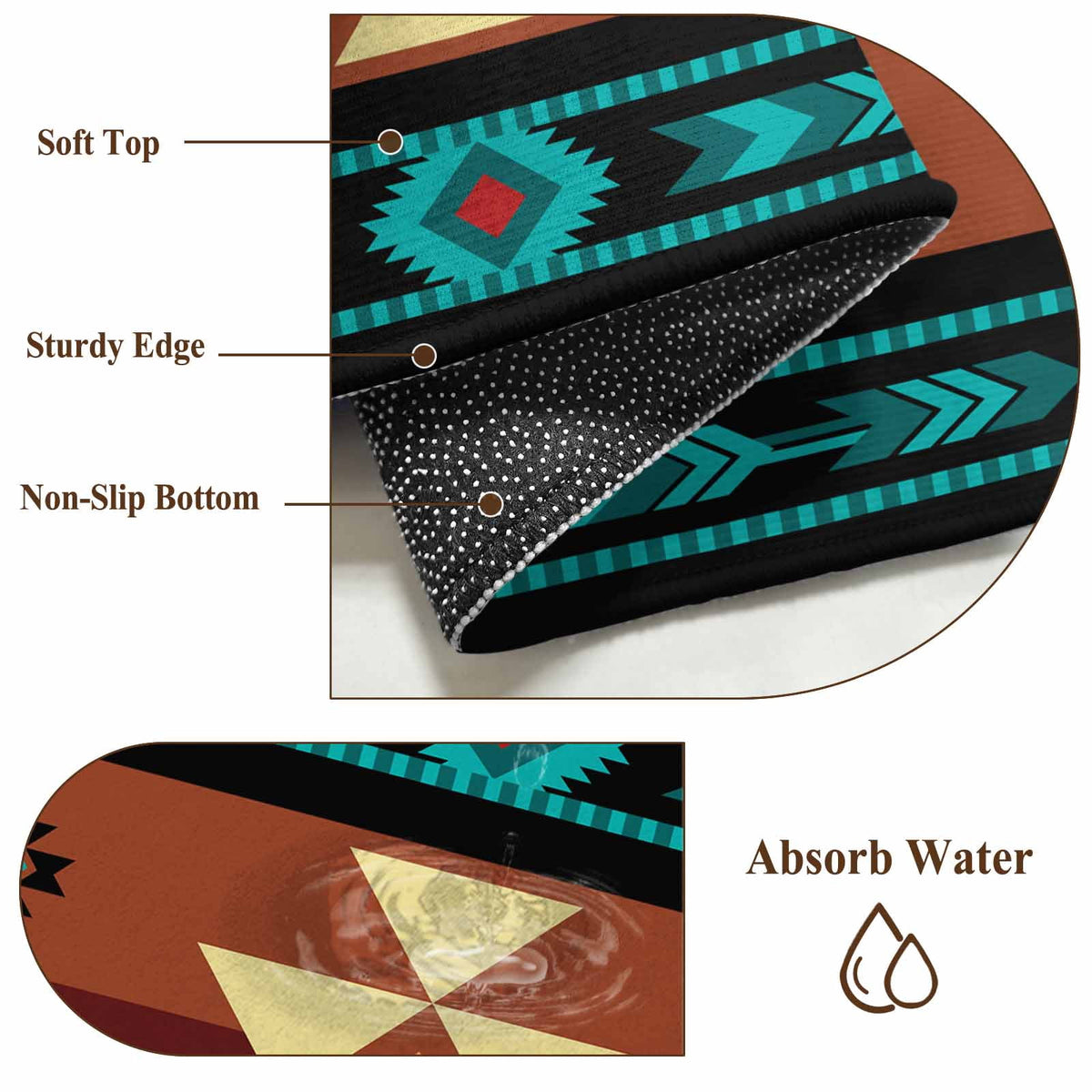 Large Area Rug 6'x9',Turquoise Red Non-slip Runner Carpet for Living Room/Bedroom,Southwest American Abstract Pattern Outdoor Indoor Rectangle Area Rugs Floor Mat for Kitchen/Dining Room