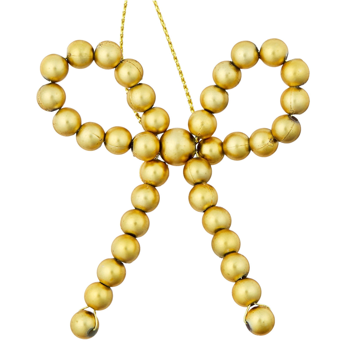 4-Count Gold Beaded Bow Mini Christmas Ornaments, 2.3", by Holiday Time
