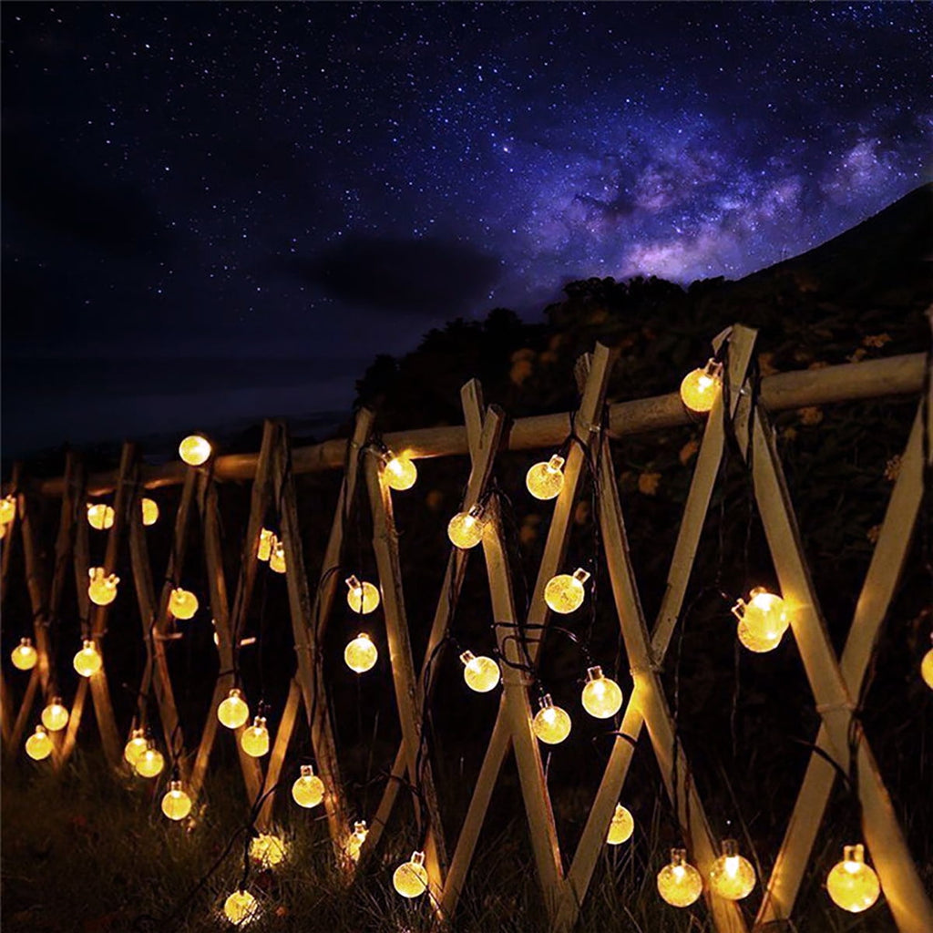 21Ft 30 LED Solar Fairy String Lights, Outdoor Pathway Landscape Night Lights Garden Crystal Ball Decorative Wall Lights Waterproof for Home Garden, Patio, Yard, Home Decoration