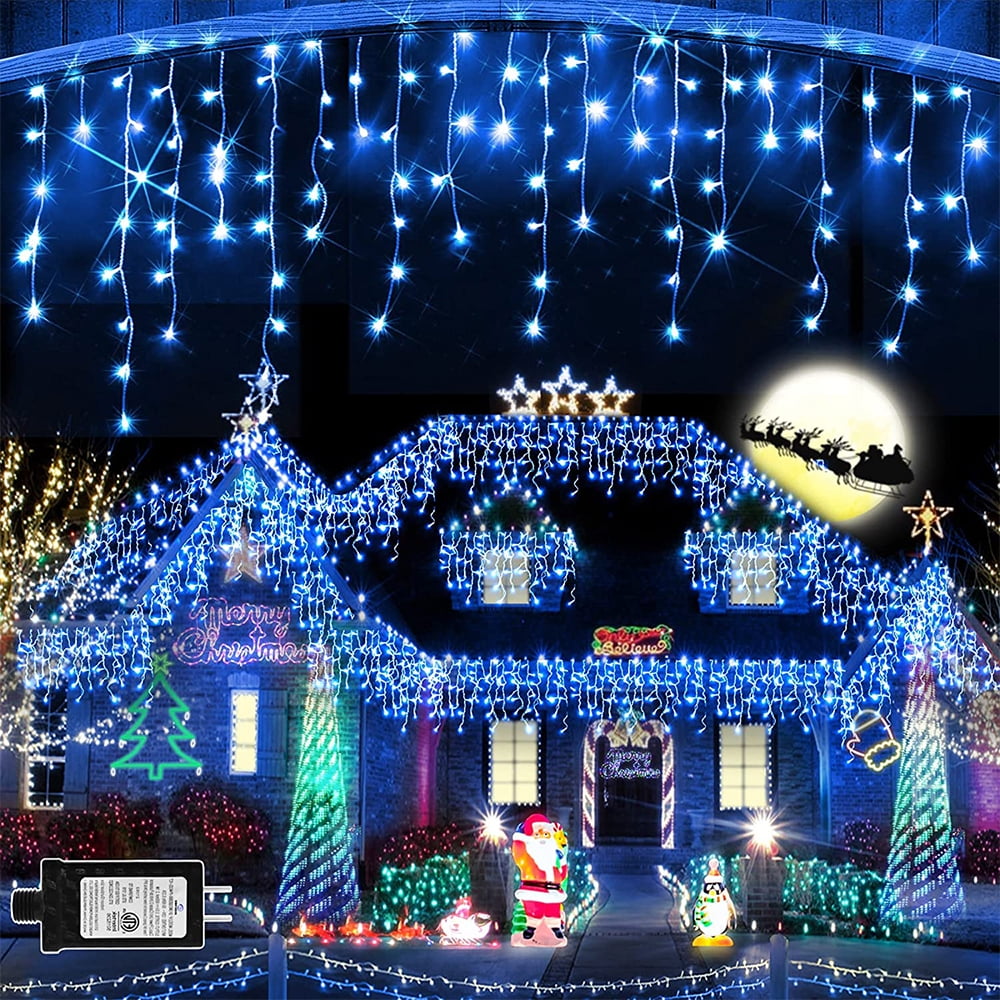 33ft 100 LED Christmas String Lights, 8 Modes Twinkle Fairy Lights Main Plug in, Waterproof Connectable Decorative Light for Wedding Party Christmas Tree Halloween, Blue