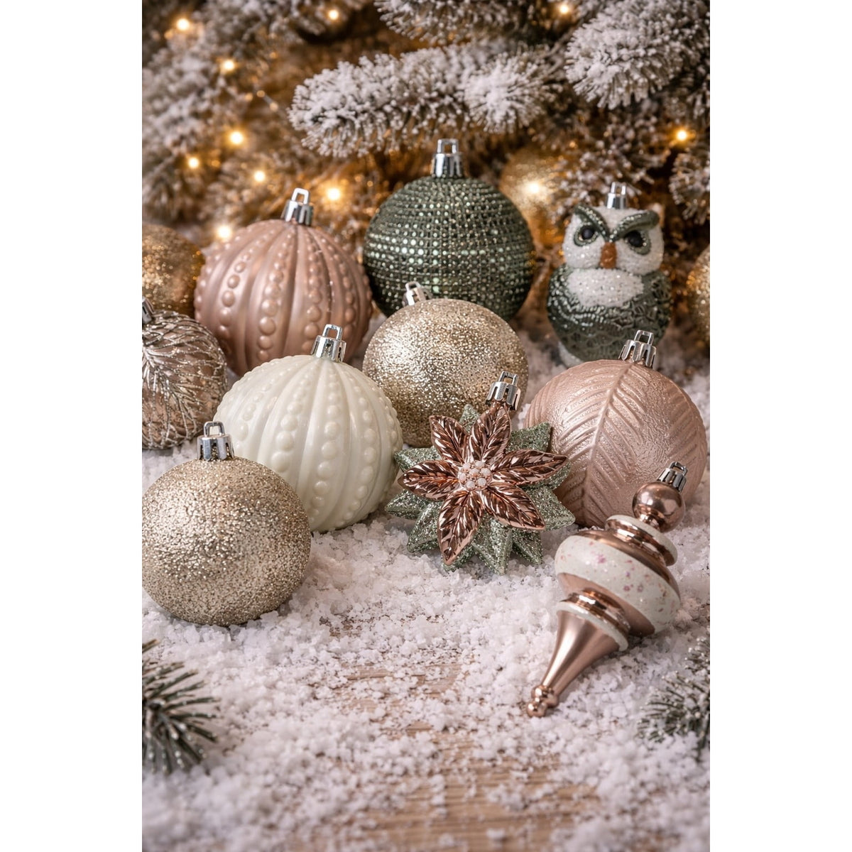 70-Count Green and Light Pink Shatterproof Christmas Ornaments, by Holiday Time