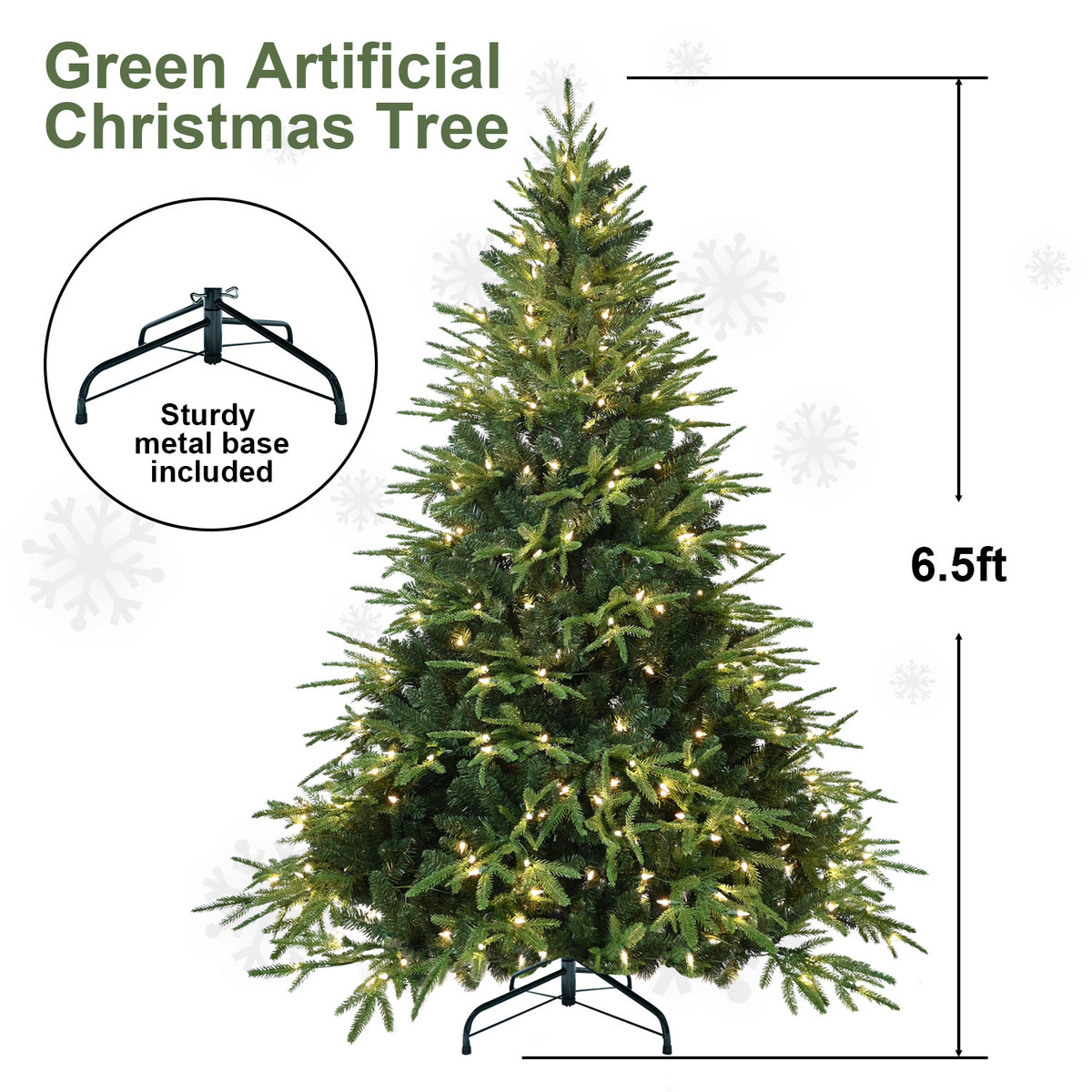 Bringstar 6.5ft Pre-Lit Artificial Christmas Tree with 450 Lights, 2356 PE & PVC Mixed Branch Tips, Hinged Xmas Tree with Foldable Stand & Protective Foot Caps