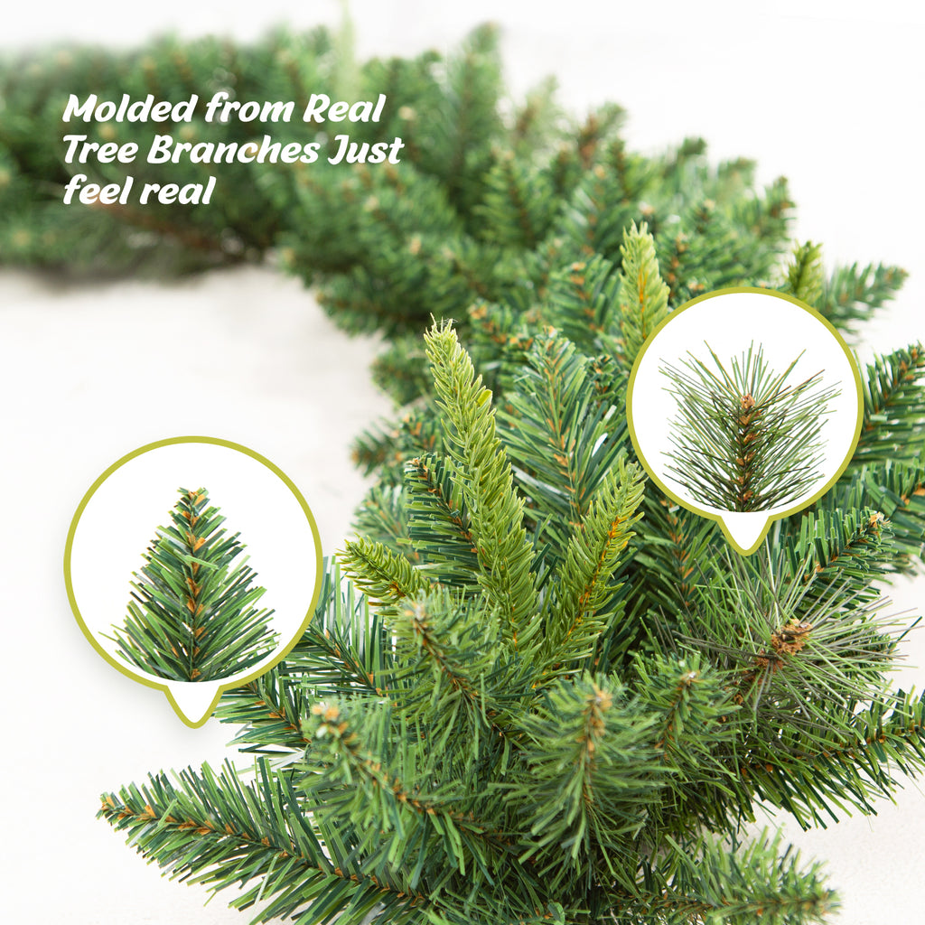 OasisCraft 9ft Outdoor Frosted Christmas Tree with Stake, 50 Multi-Color LEDs & Pinecones, Battery Powered Pre-Lit Urn Filler for Pathway, Porch, Yard Decor