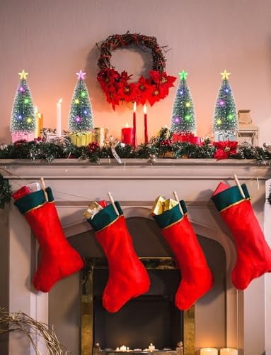 Mini Christmas Tree with Lights, 4 Pack Tabletop Christmas Trees