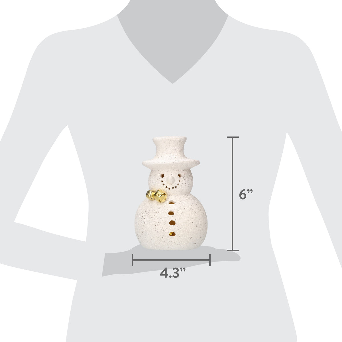 Small Light-Up Snowman Christmas Decoration, White, 6", by Holiday Time