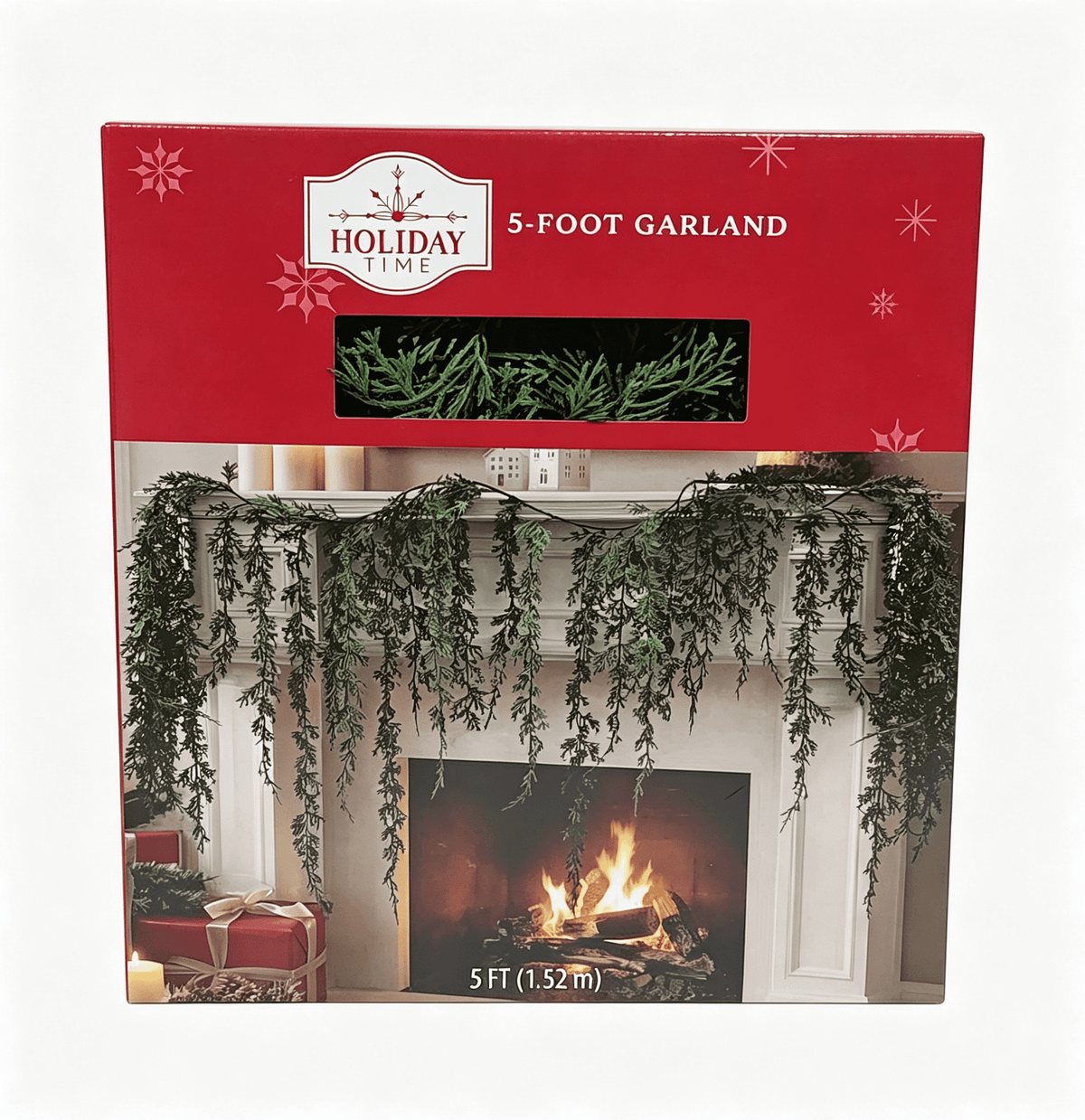 Holiday Time Green Artificial Christmas Greenery Garland for Mantels and Staircases, 5-Foot