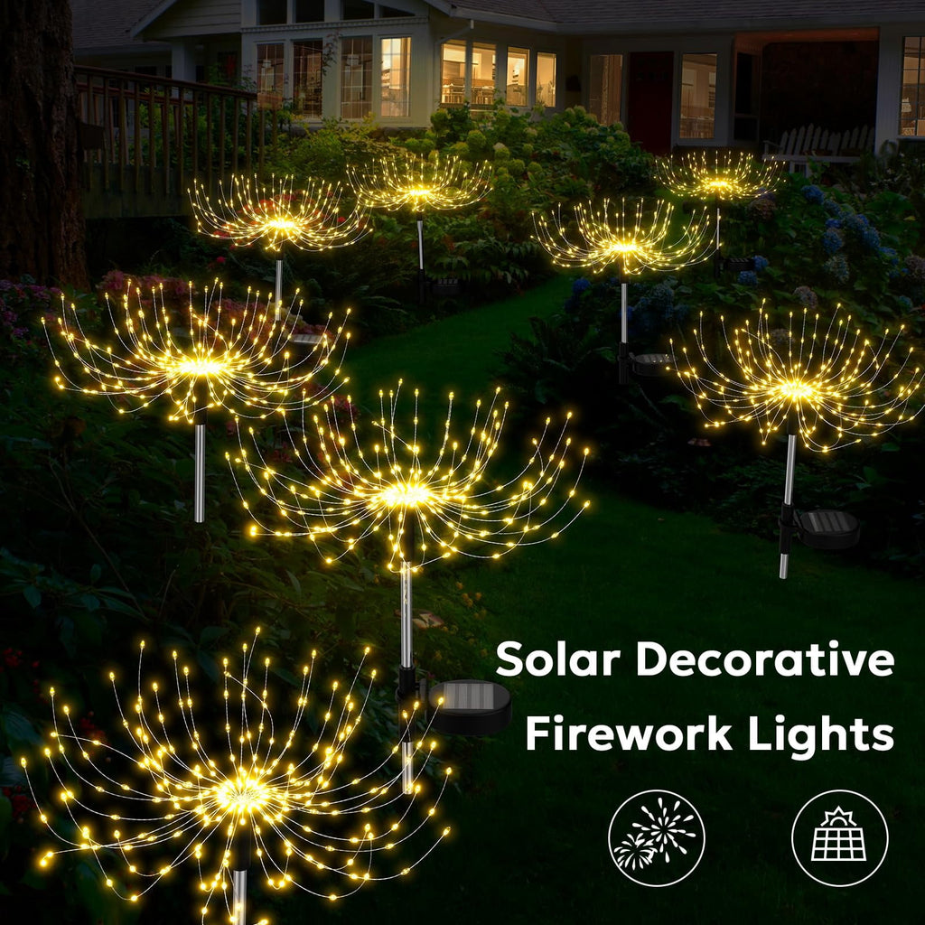 Garden Decor Solar Lights Outdoor,4Pack 120LED Waterproof Colorful Solar Garden Lights Outdoor Decoration,Yard, Patio, Porch,Flower Pot,Pathway,Christmas