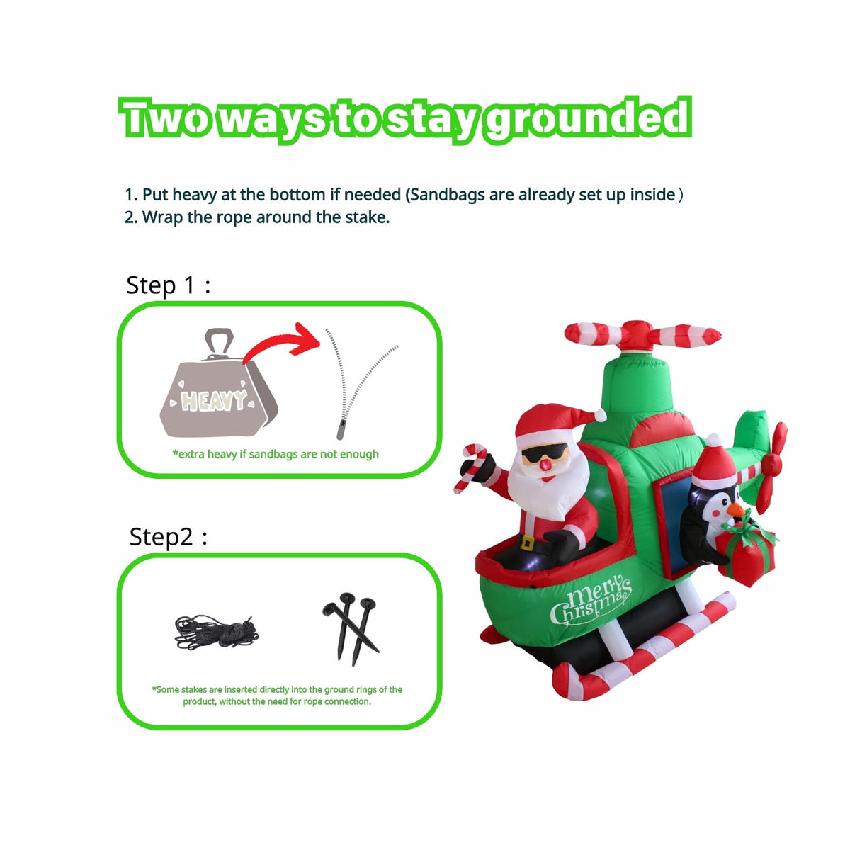 6.5FT Christmas Inflatable Helicopter with Santa and Penguin Outdoor Decoration