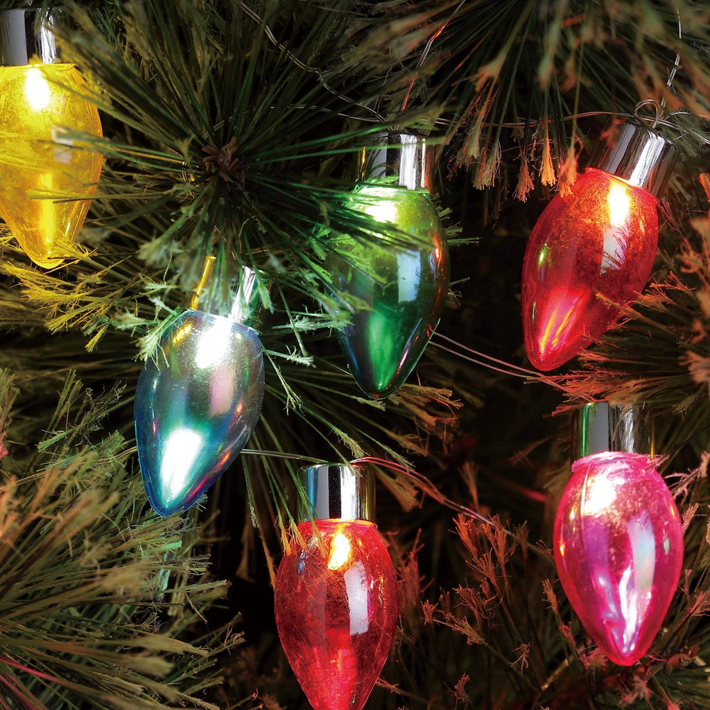 Indoor 12-Count Battery-Operated LED C7 Christmas String Lights, Multicolor, Silver Wire, 5.5', by Holiday Time