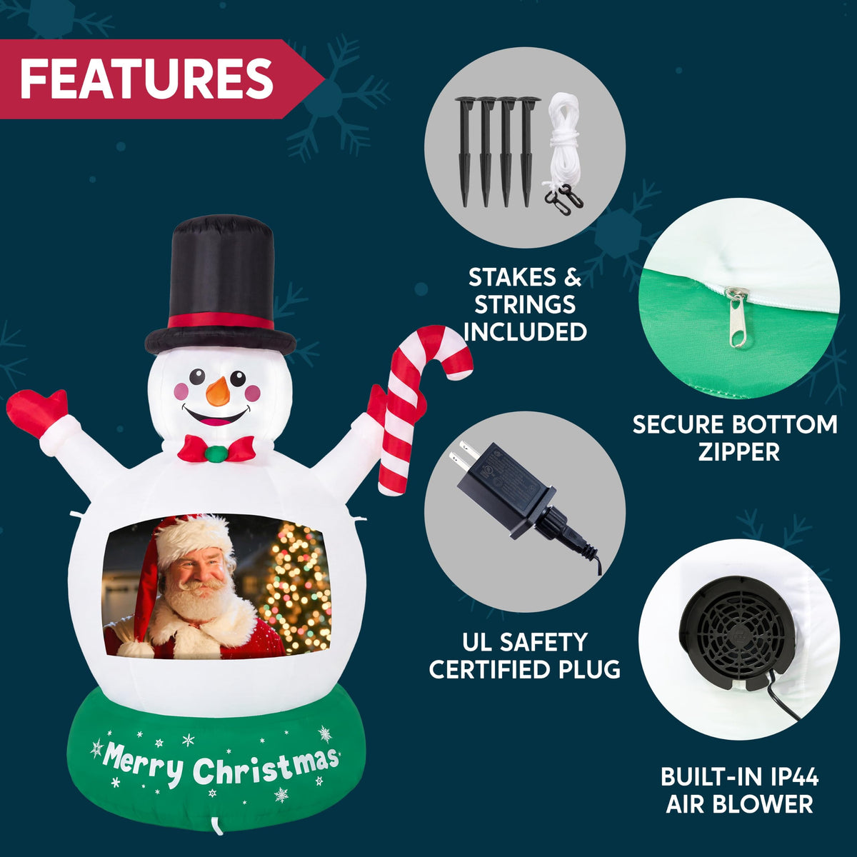 Joyfy 6 FT Christmas Inflatables Snowman Outdoor Decorations,Snowman Christmas Blow Ups Yard Christmas with Built-in LEDs for Holiday Party Garden Lawn Decor