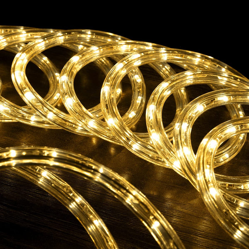 WYZworks 288LEDs, 25ft LED Warm White Rope Light, Connectable Outdoor Permanent Waterproof Accent Exterior Lighting, Flexible Clear PVC, ETL Certified, Holiday, Backyard Patio, Home, Decor