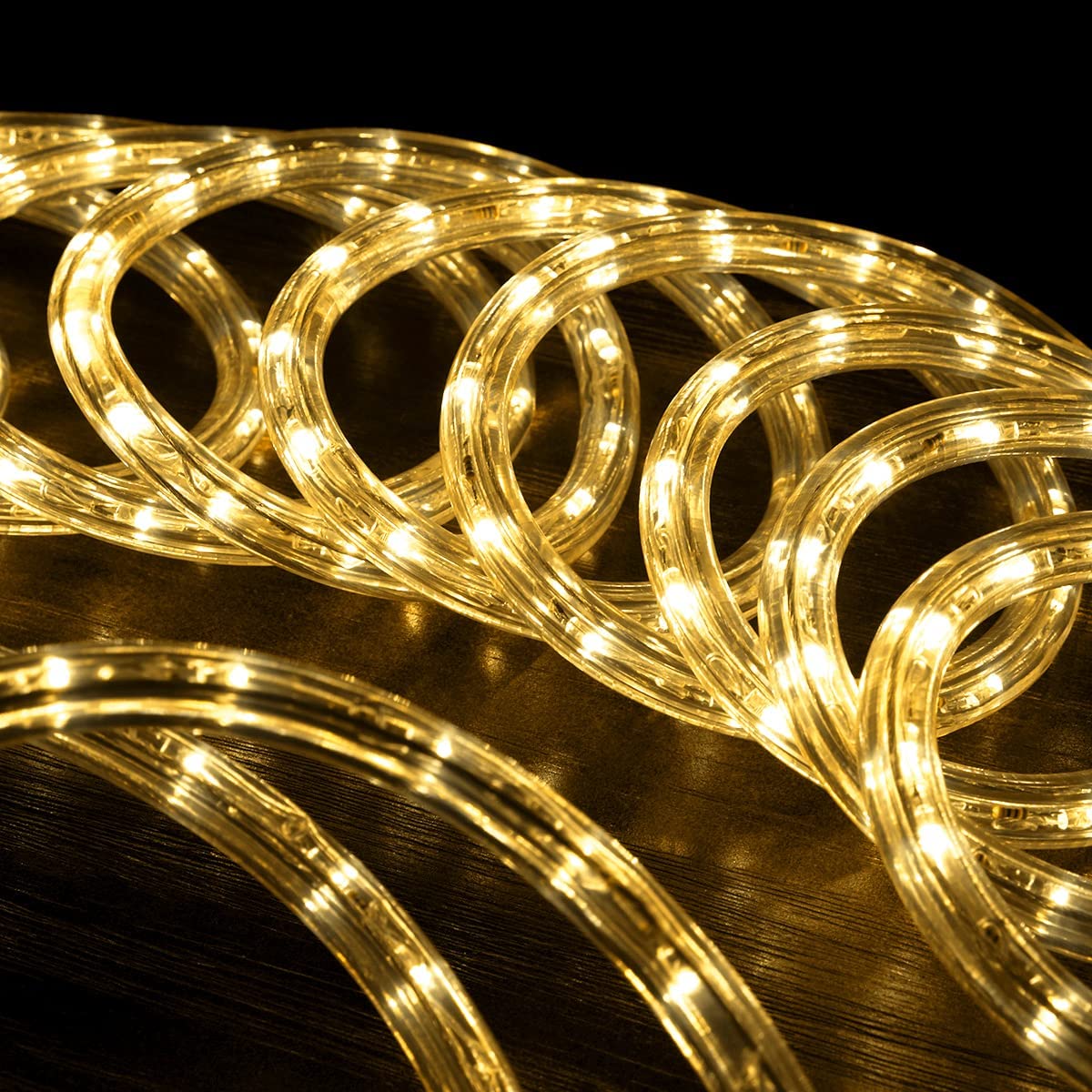 WYZworks 288LEDs, 25ft LED Warm White Rope Light, Connectable Outdoor Permanent Waterproof Accent Exterior Lighting, Flexible Clear PVC, ETL Certified, Holiday, Backyard Patio, Home, Decor
