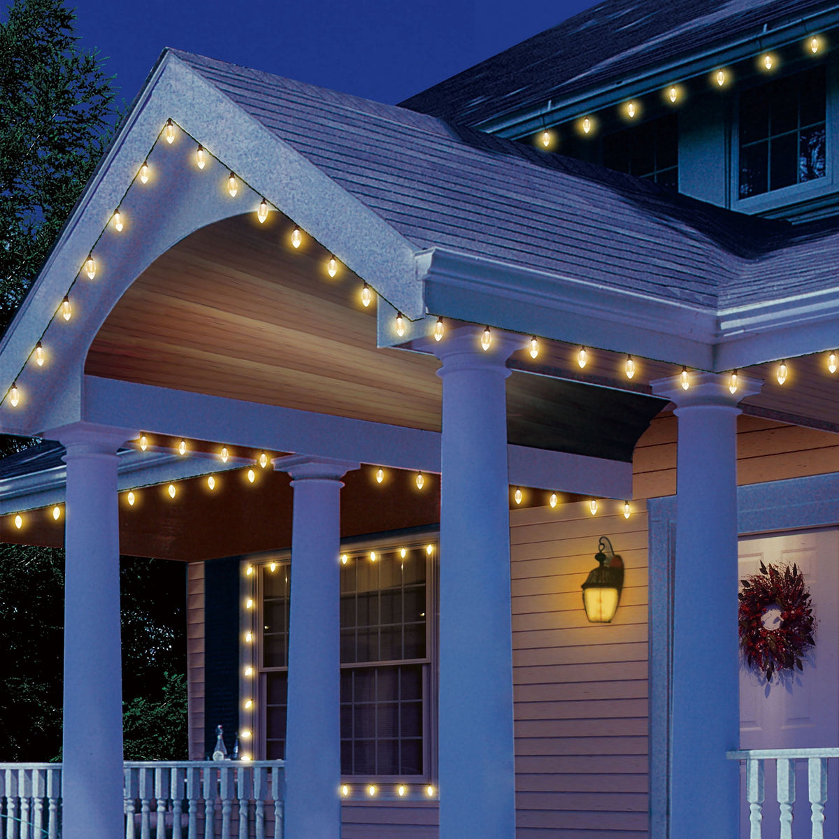 Indoor/Outdoor 100-Count LED Smooth C9 Christmas String Lights, Multicolor, Green Wire, 57', by Holiday Time