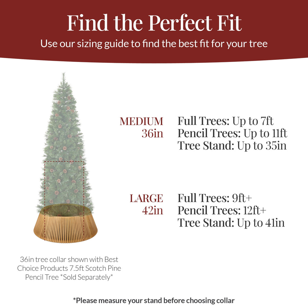 Best Choice Products 36in Christmas Tree Collar, Solid Wood Slatted Tree Skirt Holiday Accessory for Home - Walnut