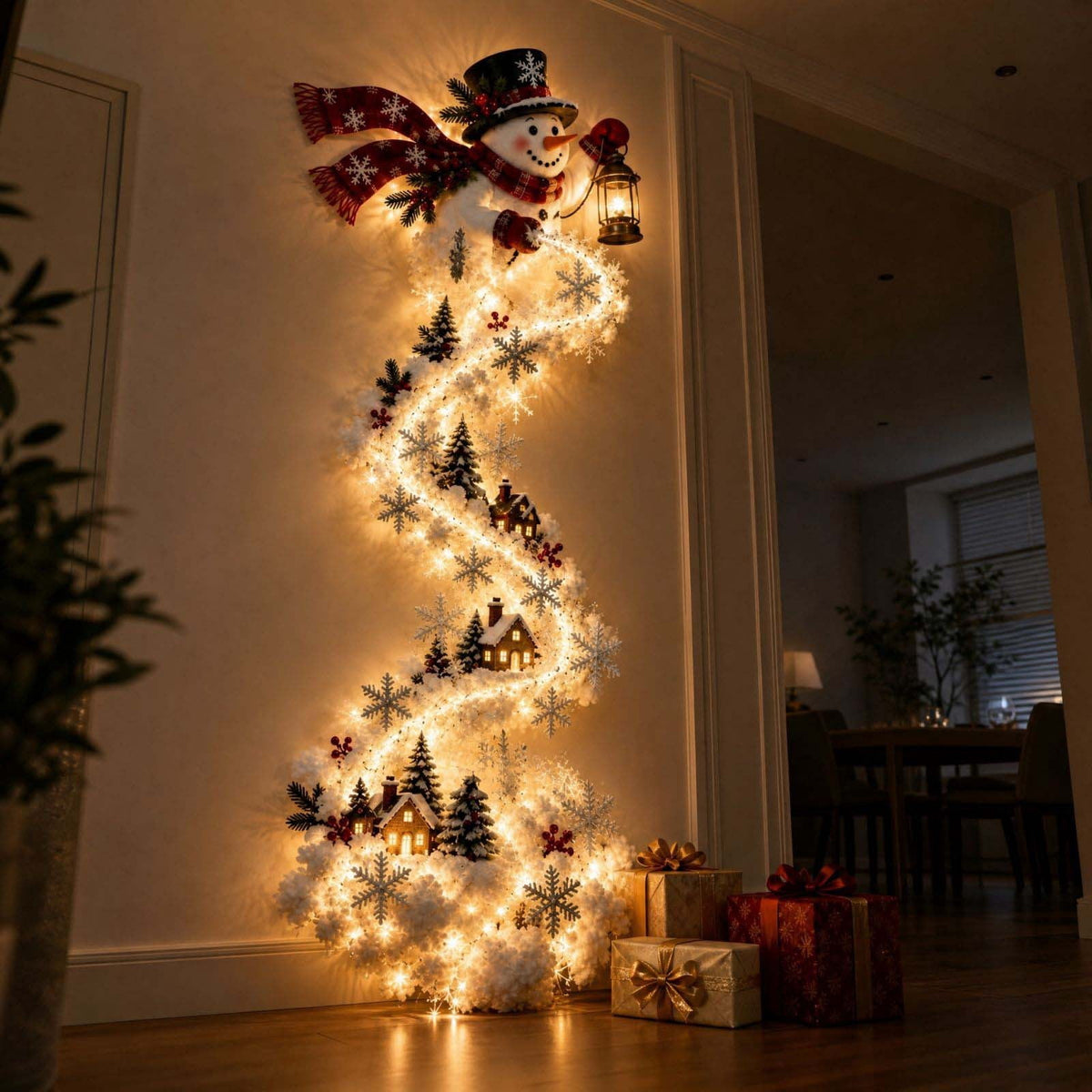 Snowman Magic Fountain, Flowing Snowflake LED Christmas Garden Light,Solar Power and Outdoor Garden Stake for Christmas Yard Decor