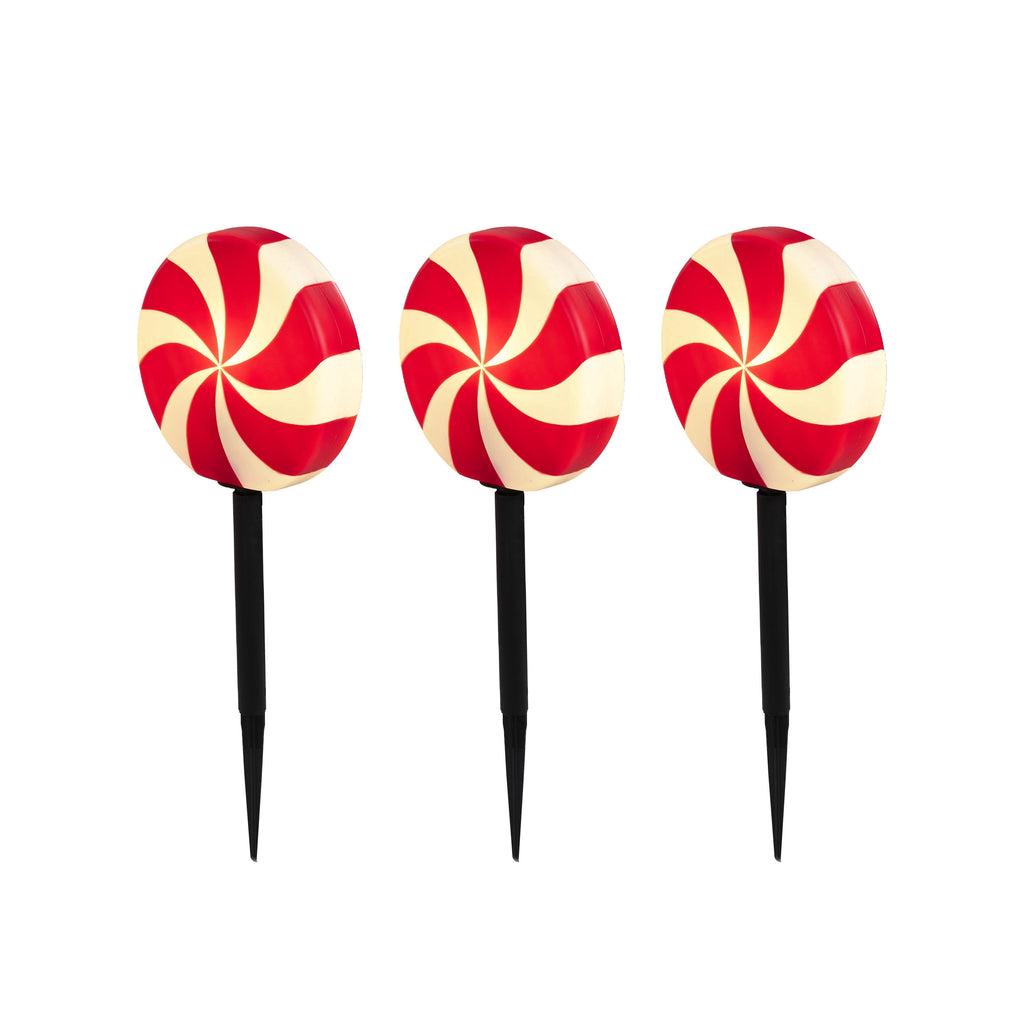 Indoor/Outdoor LED Christmas Candy Pathway Lights, Warm White, Set of 3, by Holiday Time