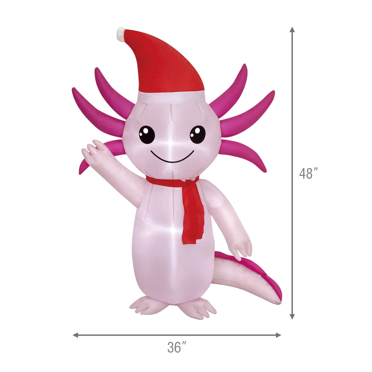 Pink and Red Axolotl Christmas Yard Inflatable, 4', by Holiday Time