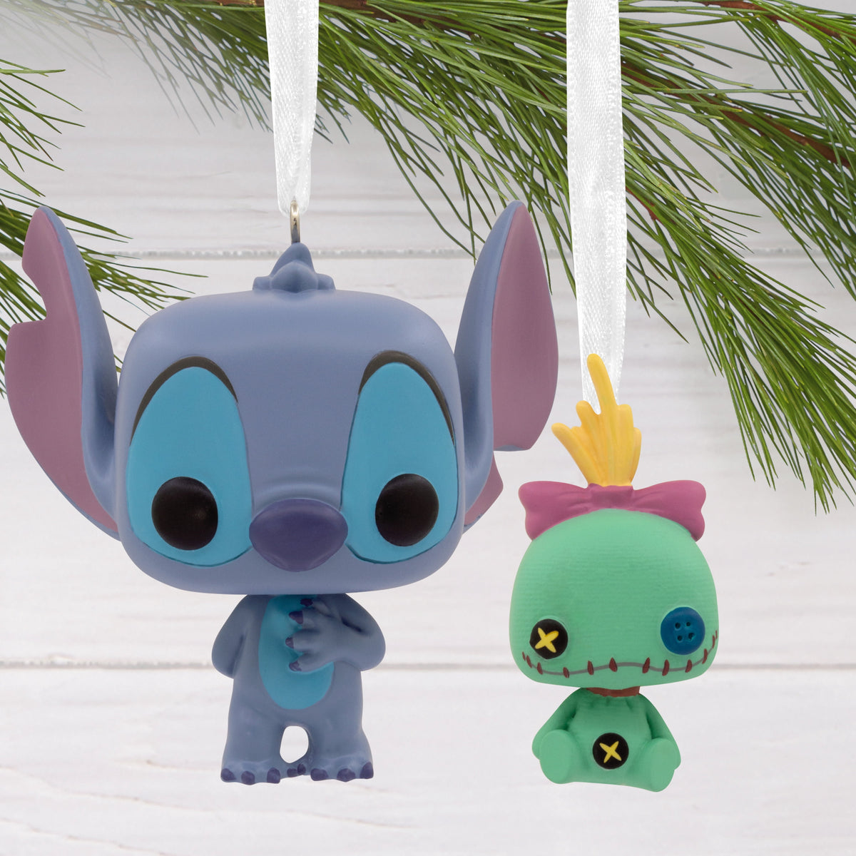 Hallmark Christmas Ornaments (Disney Stitch wth Scrump Funko POP!), 2 Count