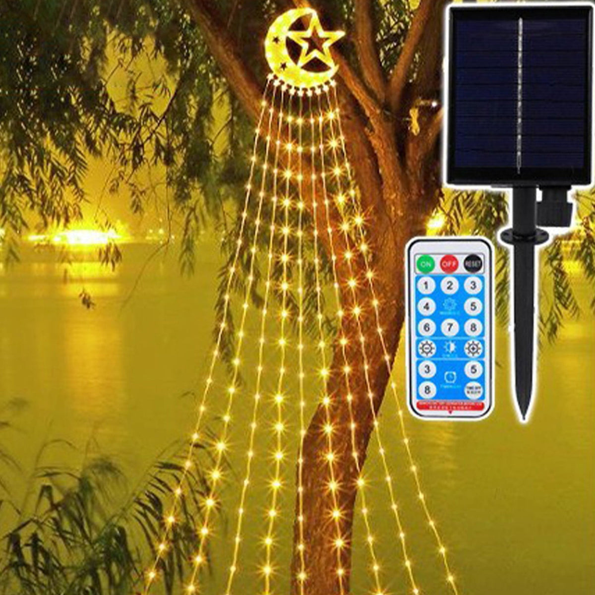 Gnmfd Solar Outdoor String Lights, Waterproof Decorative Christmas Tree Lights, Patio Porch Garden Yard Hanging Lights, Multicolor Solar Powered Holiday Party Decorations