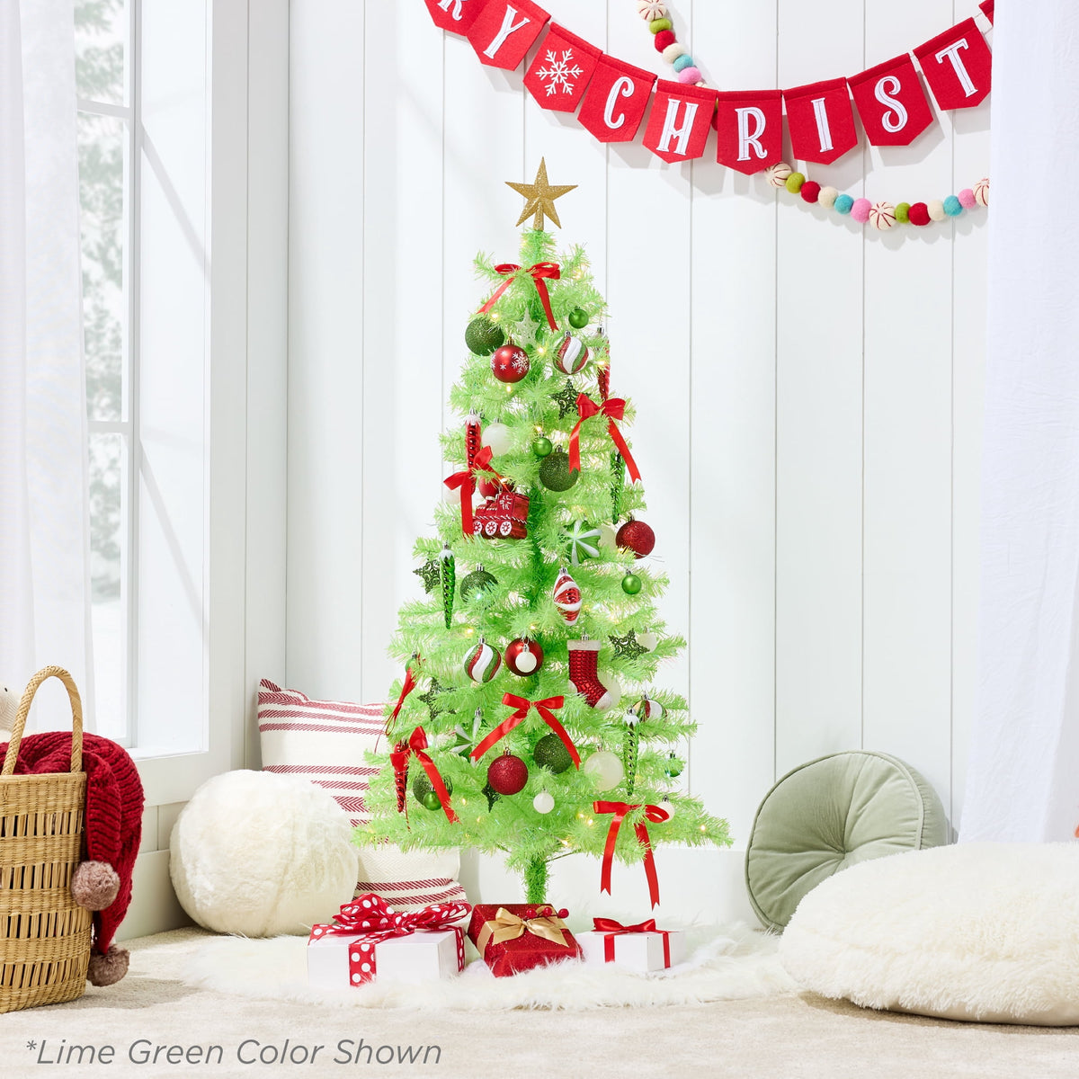 Best Choice Products 4ft Prelit Colored Christmas Tree, Artificial Tree Holiday Decor w/ 70 LED Lights - Baby Blue Tinsel