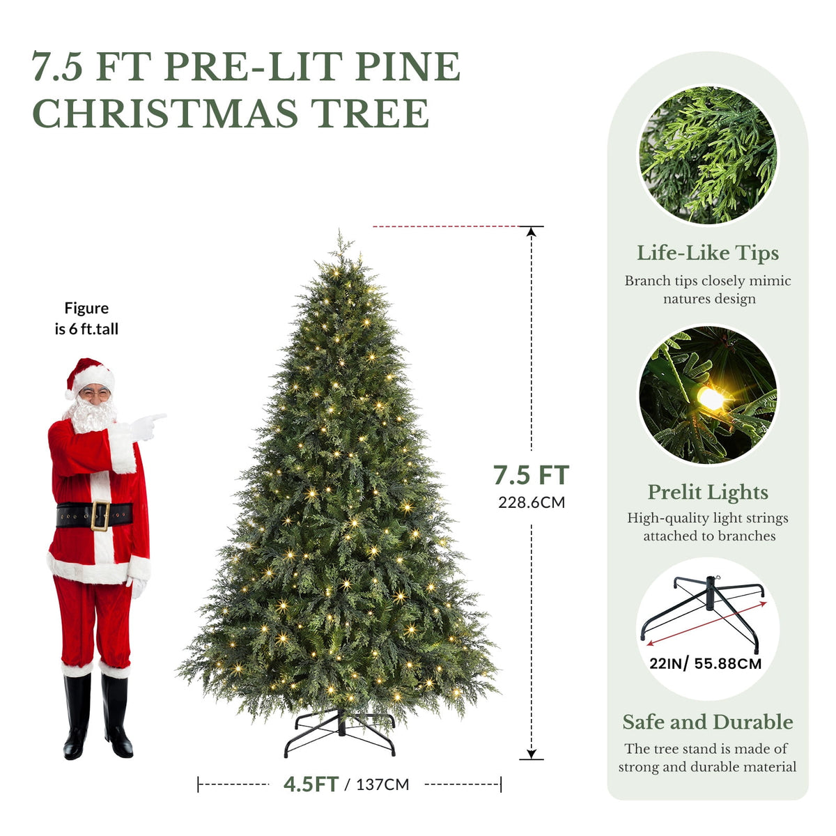 Lolsea 7ft Prelit PE Aspen Cypress Artificial Christmas Tree with Remote Control, Timer and Warm White & Multi-Color Lights
