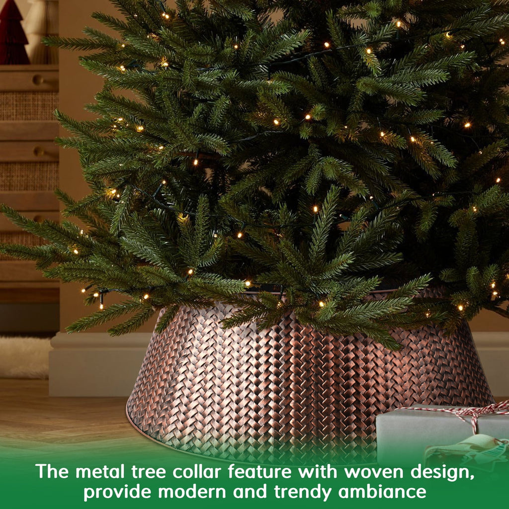 Ayieyill 28" Christmas Tree Collar, Christmas Tree Collar Basket Skirt for Large Christmas Tree, Tree Skirt Accessory | Bronze | Metal