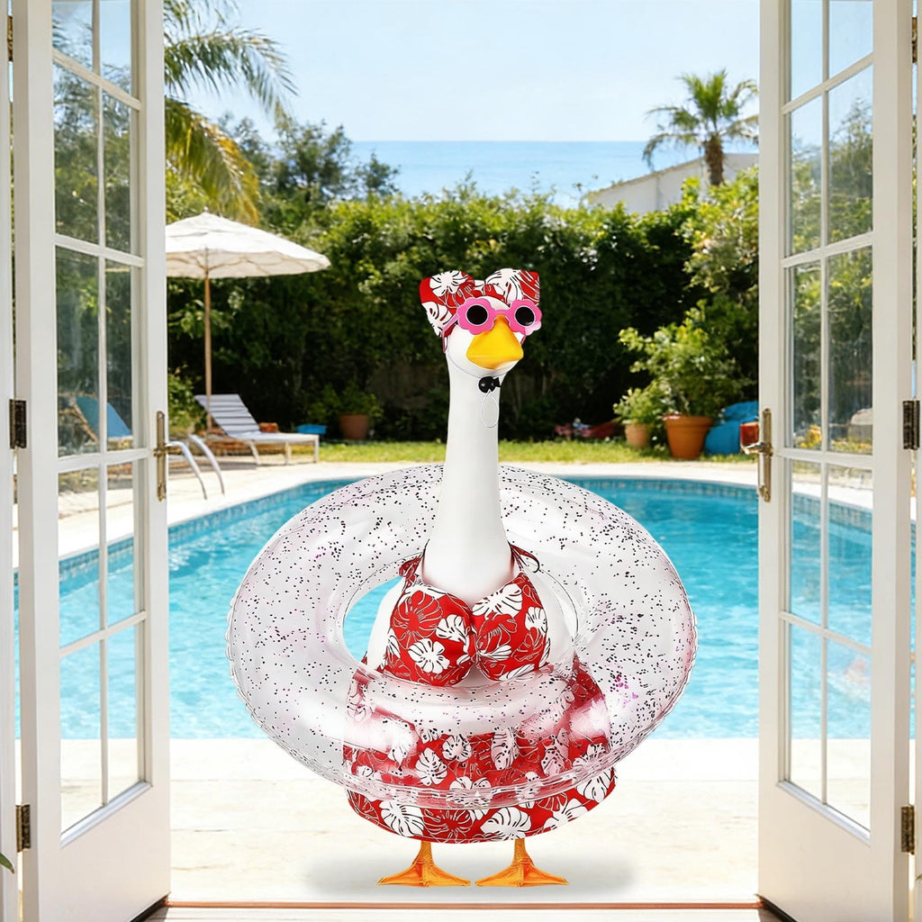 Lzobxe Porch Goose Clothes, Casual Style Lawn Yard Garden Decor for 23" High Cement or Plastic Geese, Goose Costume for All Season and Occasiona