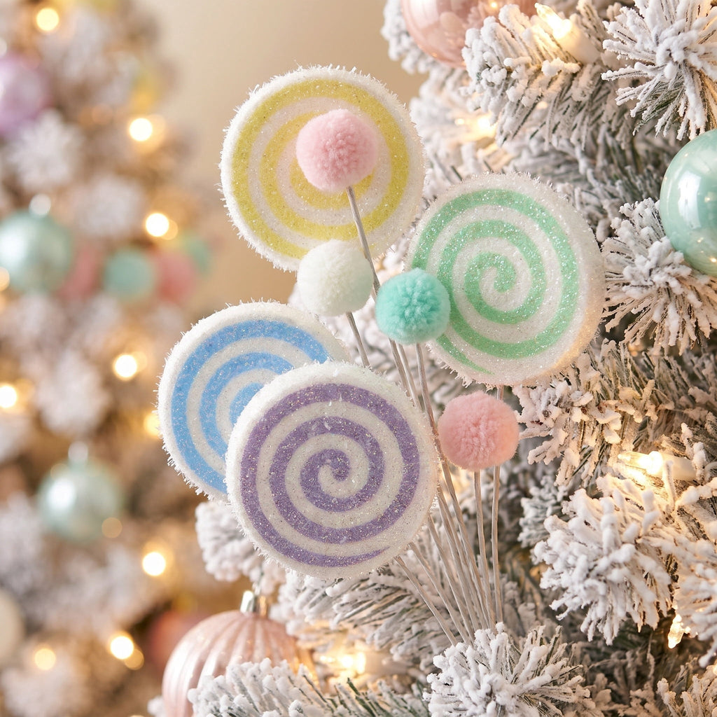 Multicolor Pastel Lollipop Decorative Christmas Pick, 18", by Holiday Time