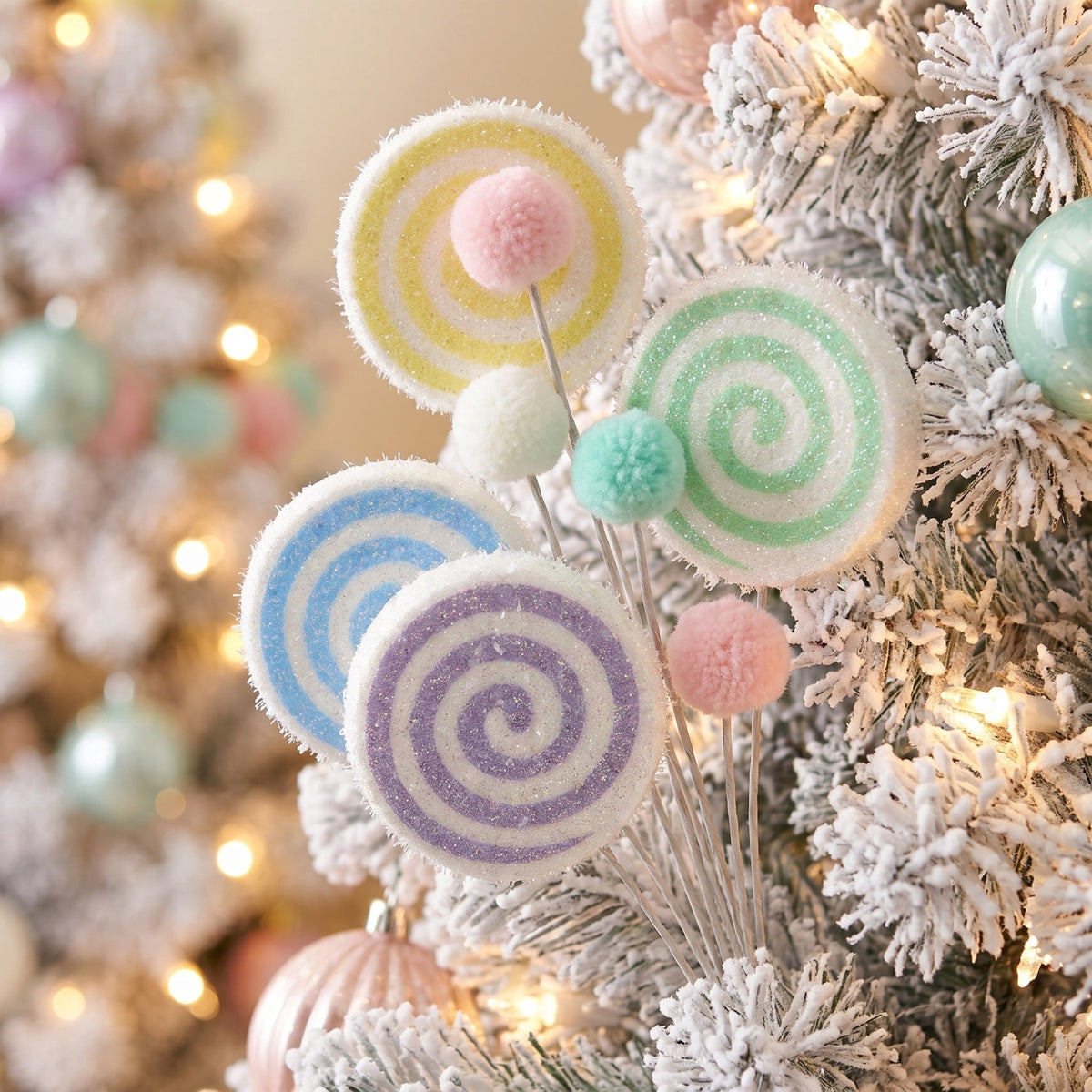 Multicolor Pastel Lollipop Decorative Christmas Pick, 18", by Holiday Time