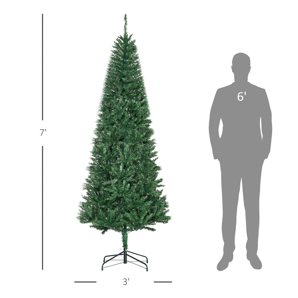 HOMCOM 8' Artificial Christmas Tree Holiday Home Décor, 618 Tips, Black