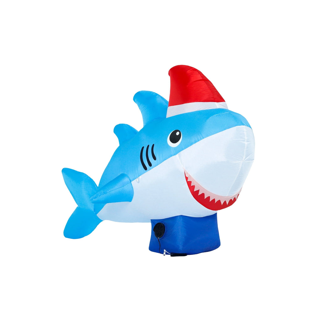 Blue/White/Red Shark Christmas Airblown Yard Inflatable, 4', by Holiday Time