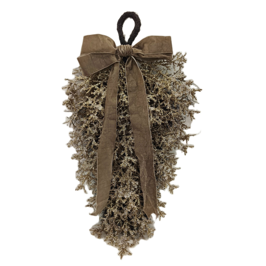 Christmas Teardrop Decorative Swag, Champagne, 28", by Holiday Time