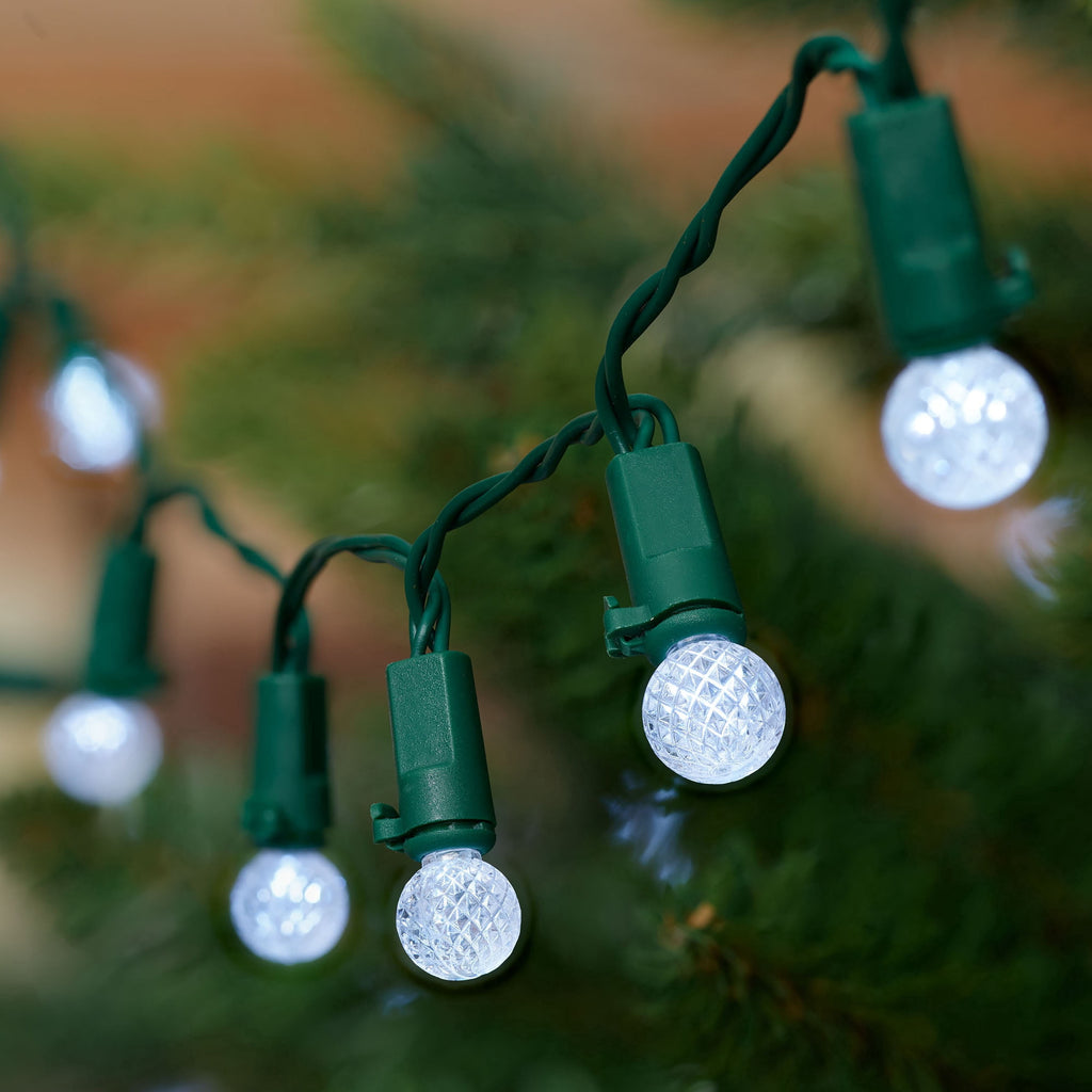 Indoor/Outdoor 50-Count LED 8-Function G12 Christmas String Lights, Warm White, Green Wire, 12.5', by Holiday Time