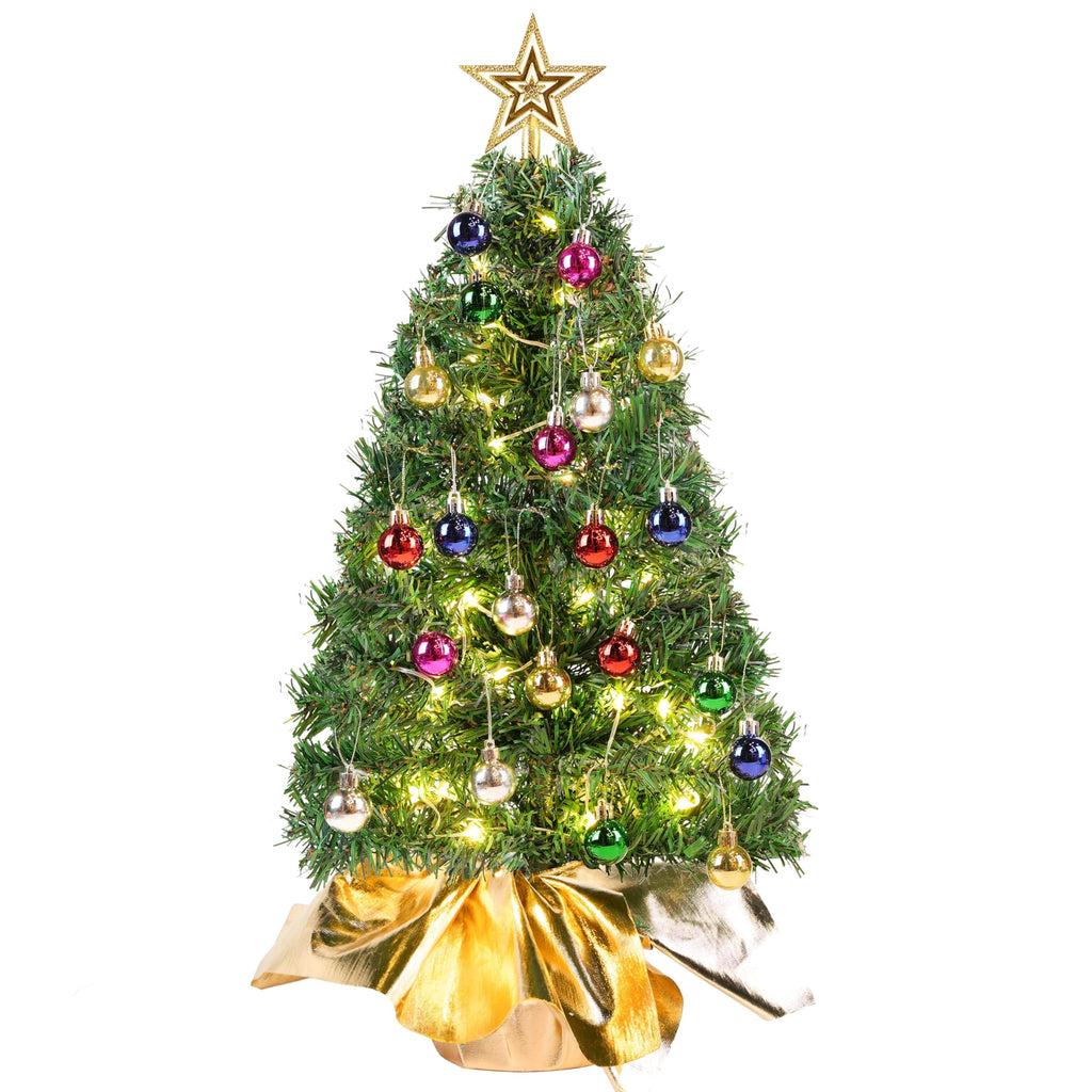 Joyfy 24in Prelit Tabletop Christmas Tree with Decoration Kit (Gold, Battery Operated)