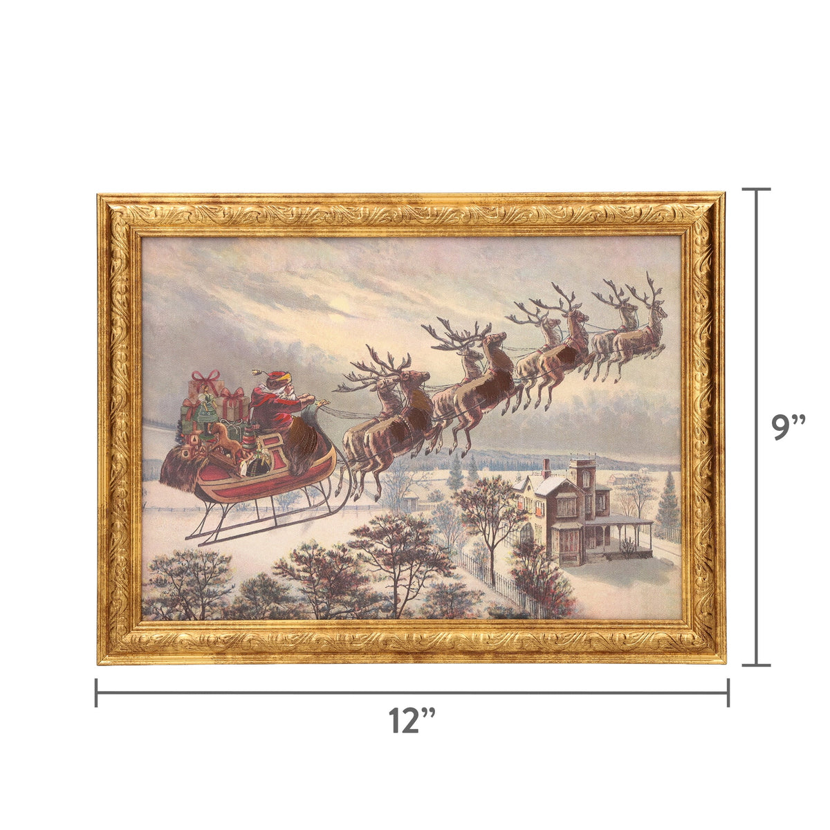 Santa's Sleigh Framed Christmas Wall Art, Multicolor, 12" x 9", by Holiday Time