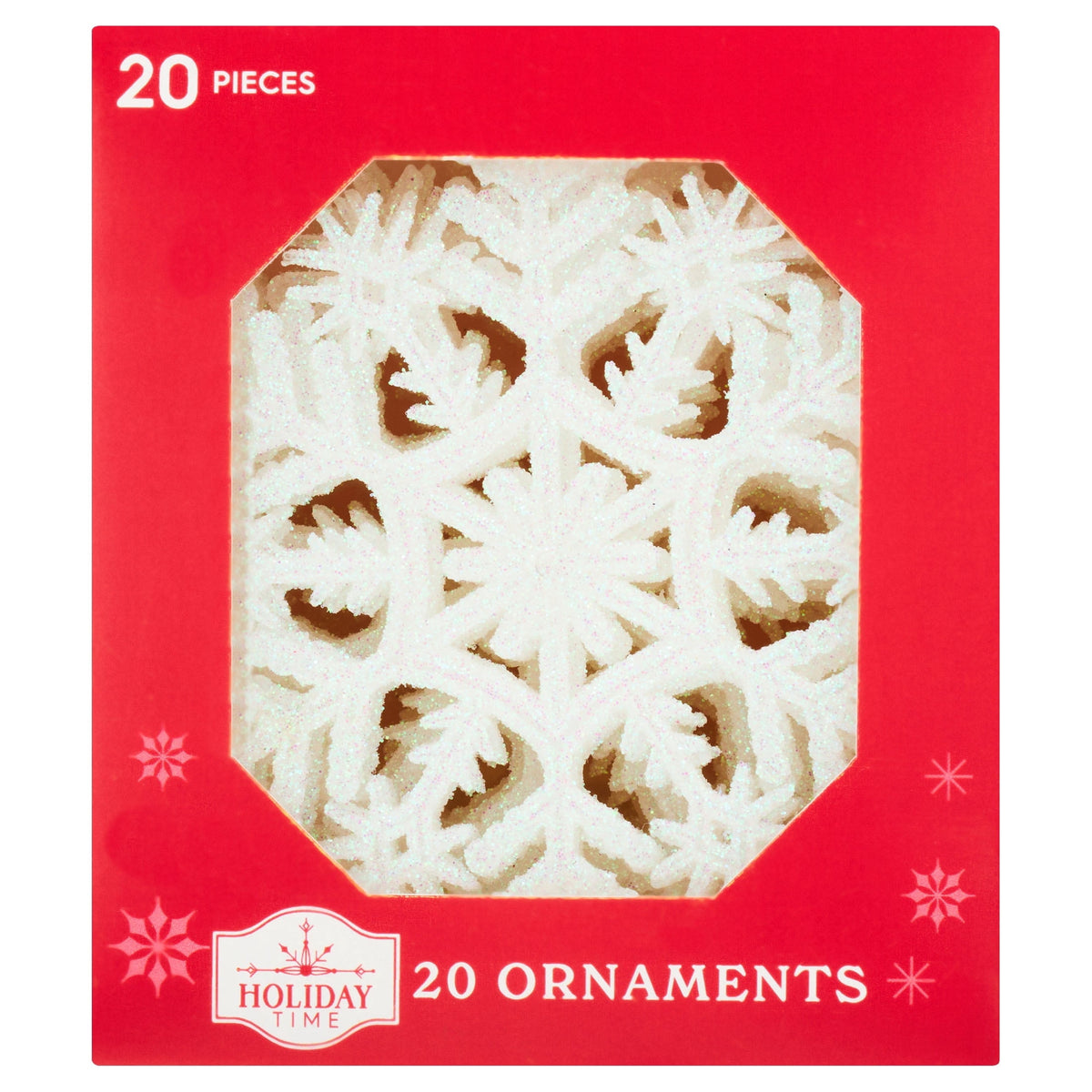 20-Count Pink Glitter Snowflake Christmas Ornaments, 3.9", by Holiday Time