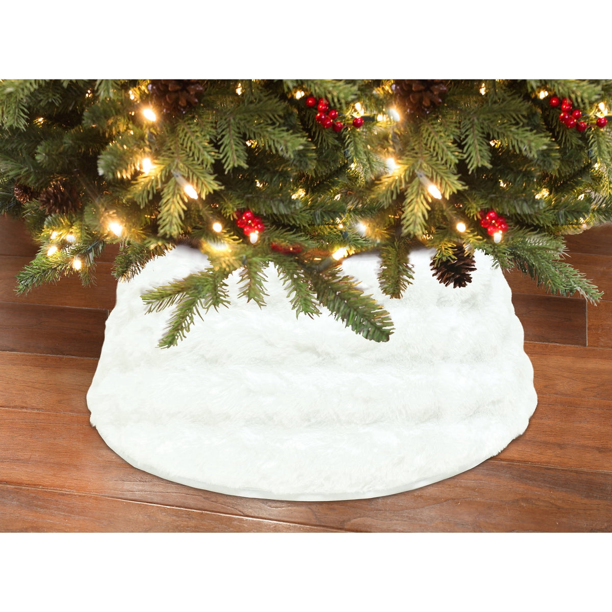 Faux Fur Snowdrift Stand Band Christmas Tree Collar, White, 22", by Holiday Time