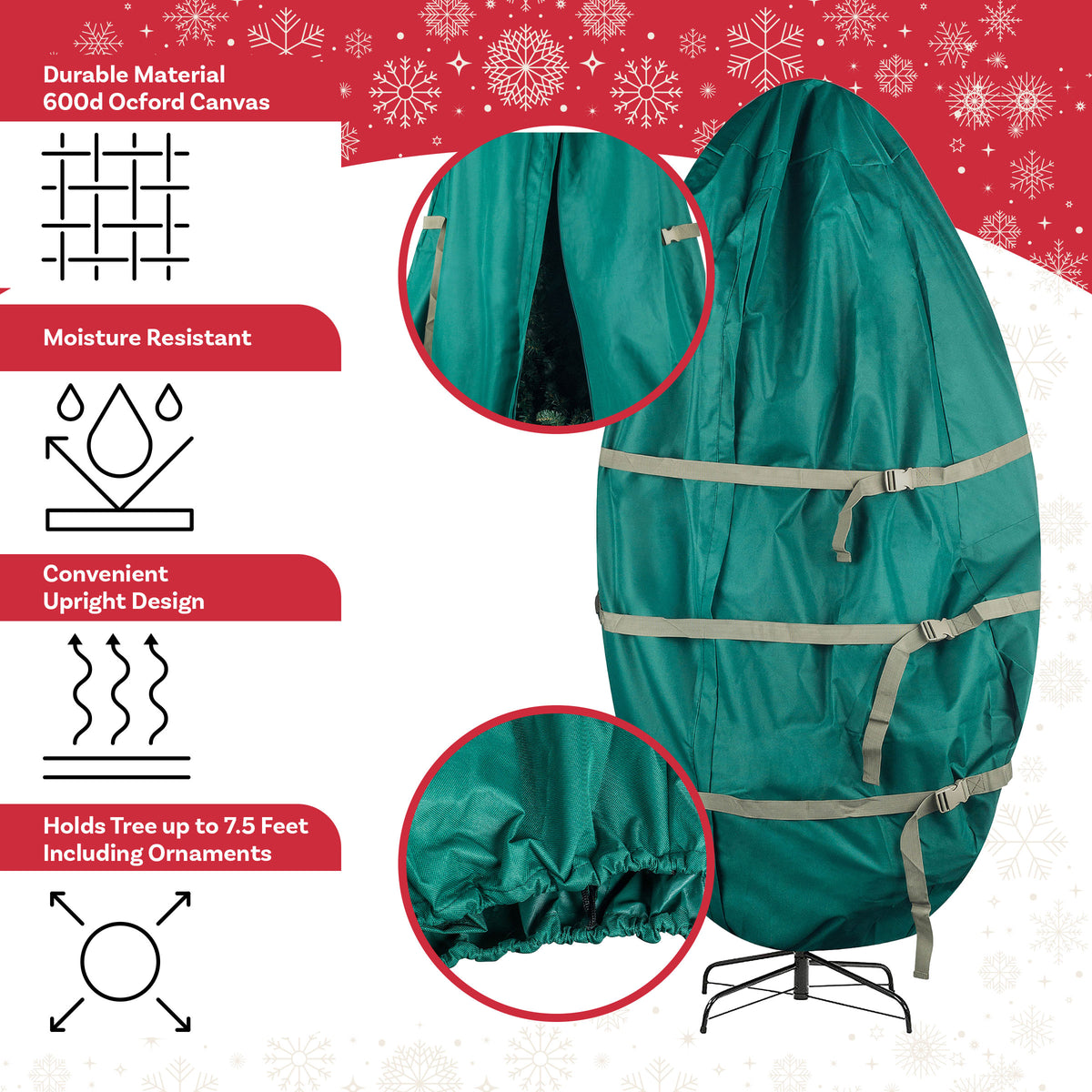 Elf Stor 7.5ft Prelit Christmas Tree with Upright Storage Bag and Stand