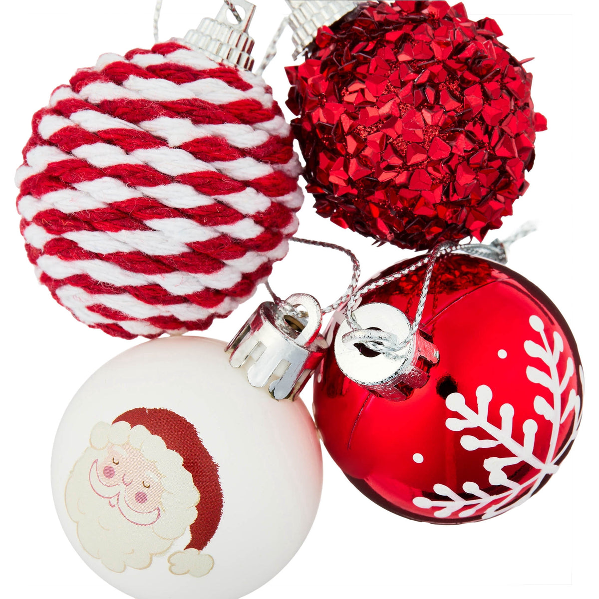 12-Count Red and White Ball Mini Christmas Ornaments, 1.8", by Holiday Time