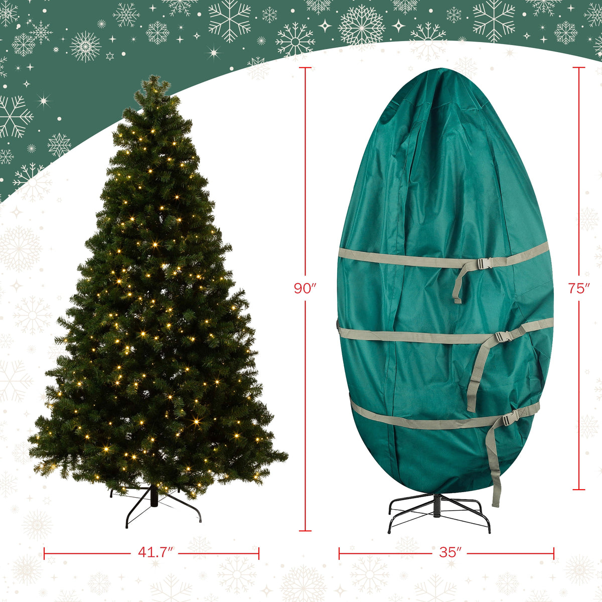 Elf Stor 7.5ft Prelit Christmas Tree with Upright Storage Bag and Stand