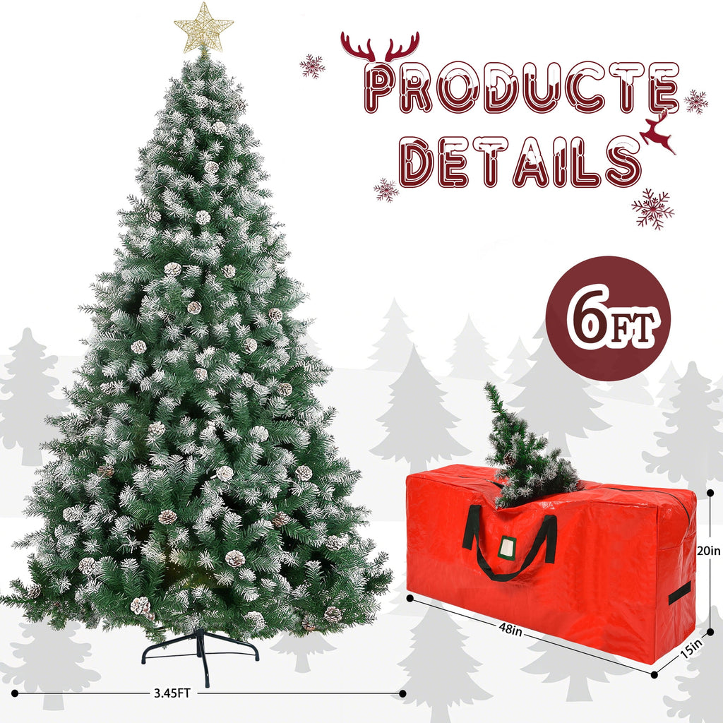 Yexmas 7.5ft Pre-Lit Christmas Tree with Tree Topper, 8 Modes LED Lights, Artificial Xmas Tree with Large Storage Bag