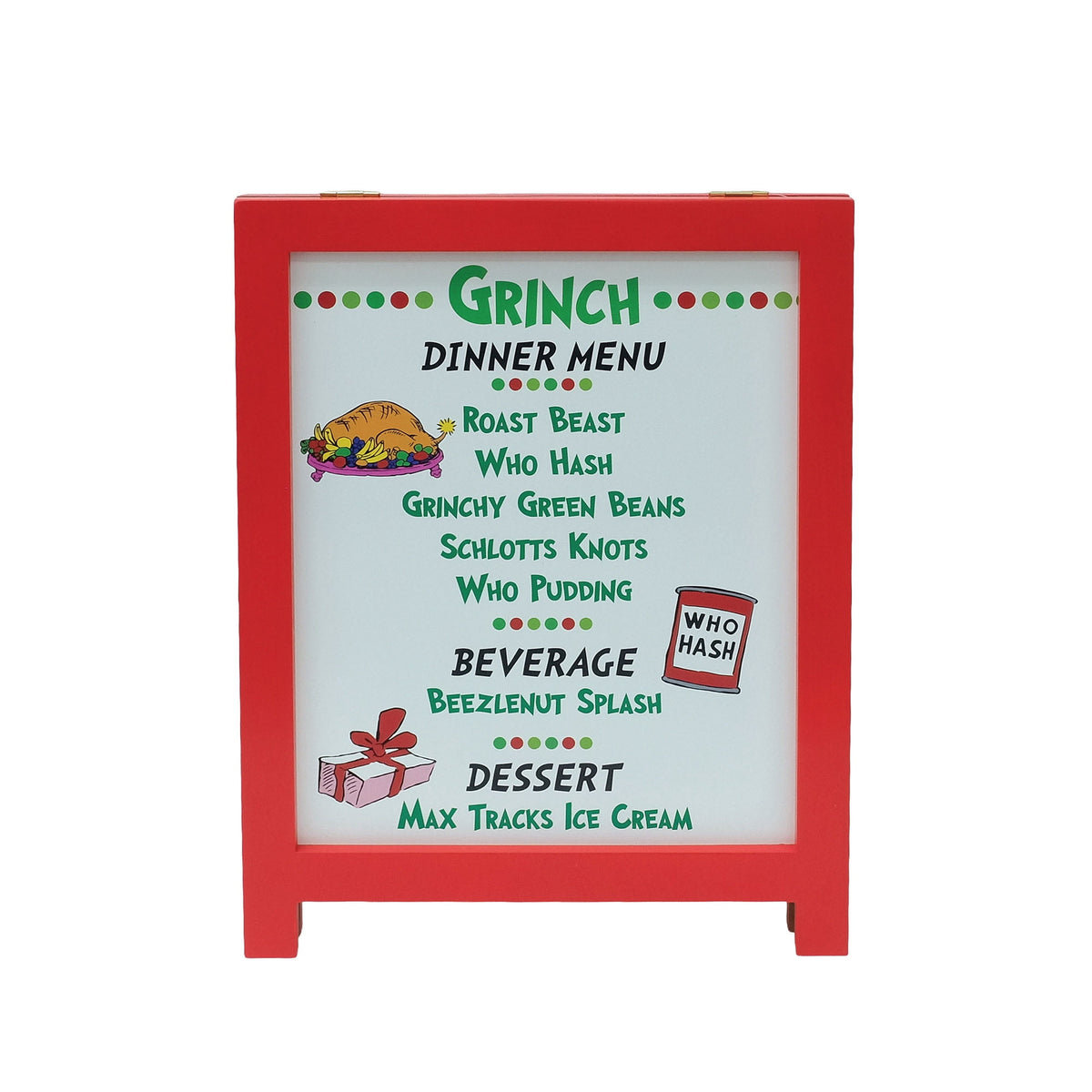 Dr. Seuss The Grinch MDF Bistro Sign – Double‑Sided Christmas Sign, 20 Inch