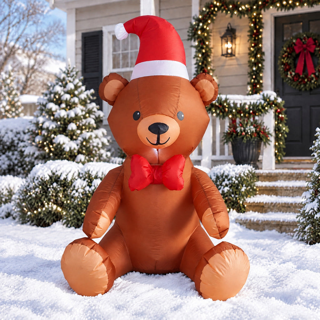 Brown Bear Christmas Airblown Yard Inflatable, 4', by Holiday Time
